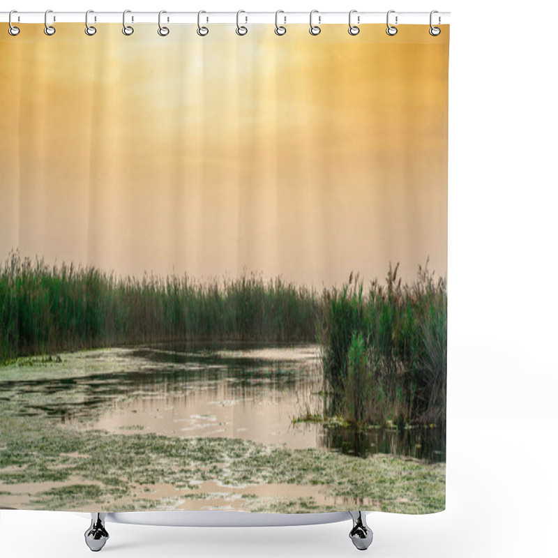 Personality  Beautiful Nature Image Of Lake Near Irkaya Farm In Doha,Qatar,Qatar Shower Curtains