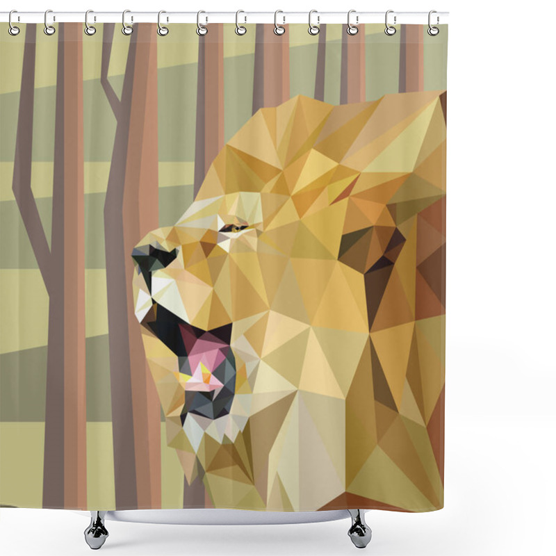 Personality  Lion Stylized Vector Illustration Shower Curtains