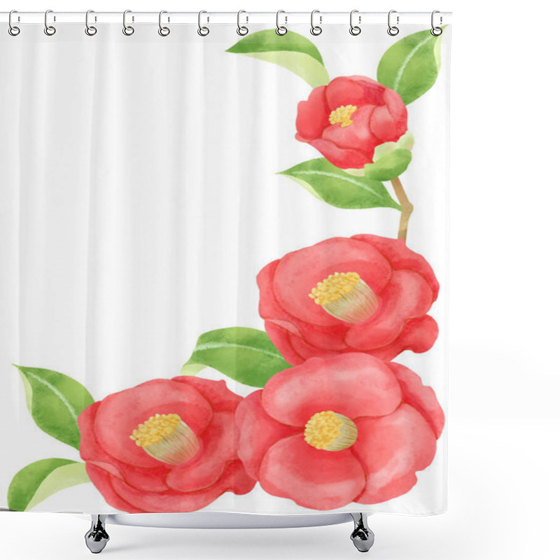 Personality  Watercolor Style, Camellia Flower Decoration Material Illustration (Vertical Position) Shower Curtains