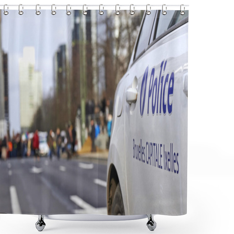 Personality  Citizen Walking At Brussels On Sunday, January 11, 2015 Shower Curtains