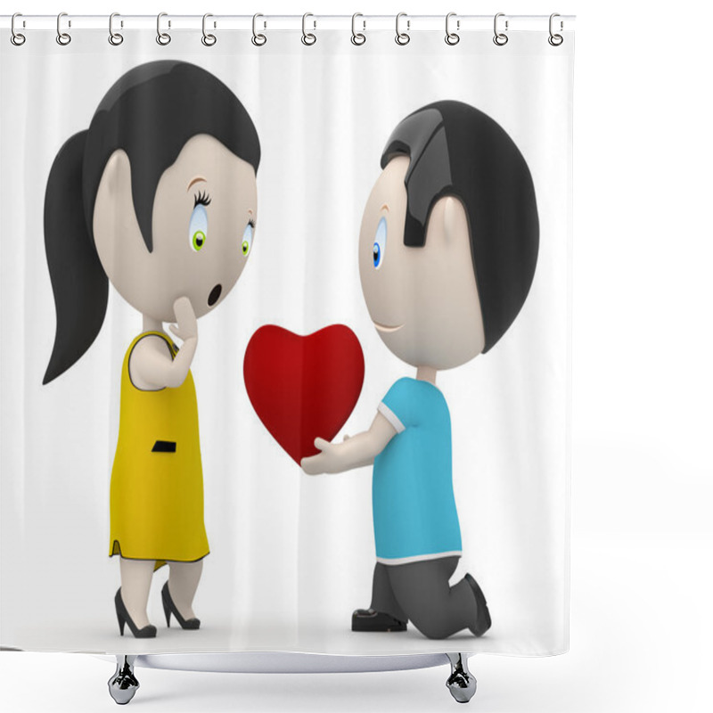 Personality  I Love You My Dear! Social 3D Characters: Boy Giving His Heart To The Girl. New Constantly Growing Collection Of Expressive Unique Multiuse Images. Concept For Love, Relationship, Valentine Ill Shower Curtains