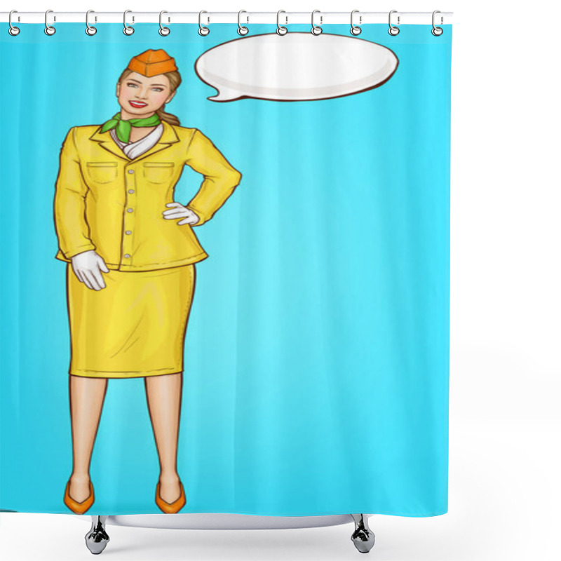 Personality  Pop Art Stewardess, Flight Attendant, Air Hostess Shower Curtains