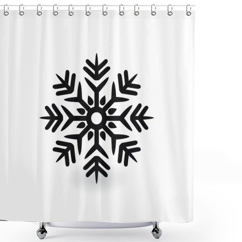 Personality  Stylized Black Snowflake Design With Geometric Patterns On A Clean White Background. Shower Curtains