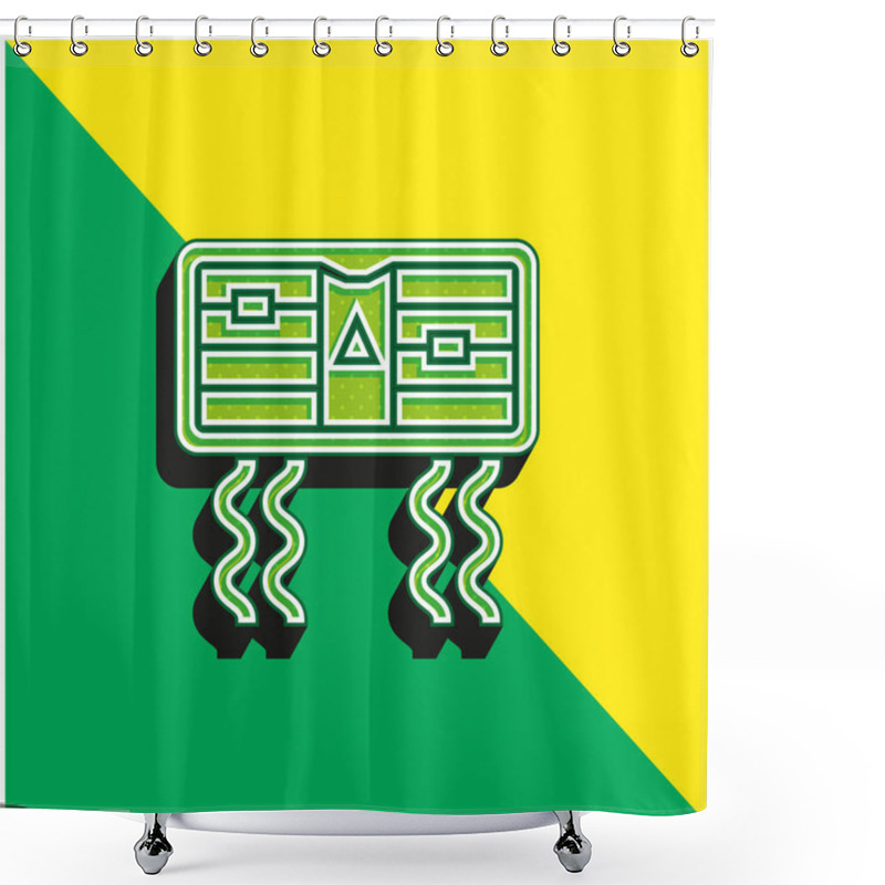 Personality  Air Conditioner Green And Yellow Modern 3d Vector Icon Logo Shower Curtains