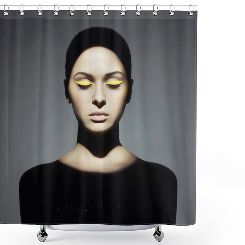 Personality  Young Lady With Art Makeup Shower Curtains