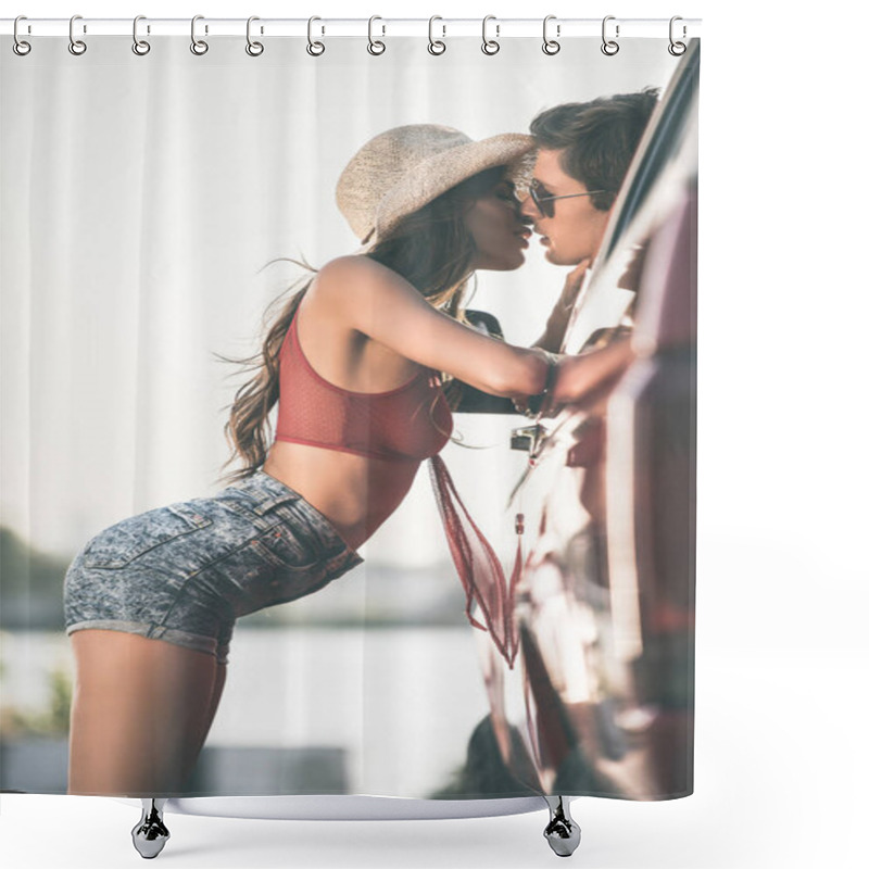 Personality  Kissing Through Car Window Shower Curtains