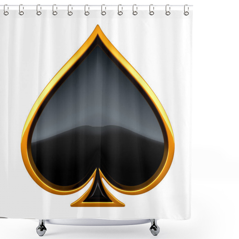 Personality  Spades Card Suits With Golden Framing Shower Curtains