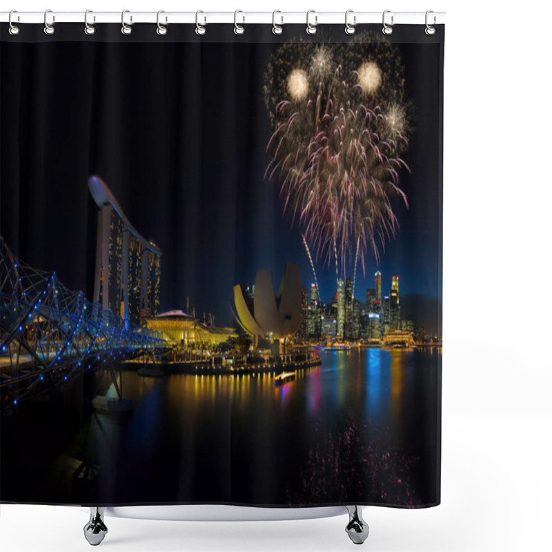 Personality  Singapore Fireworks Shower Curtains