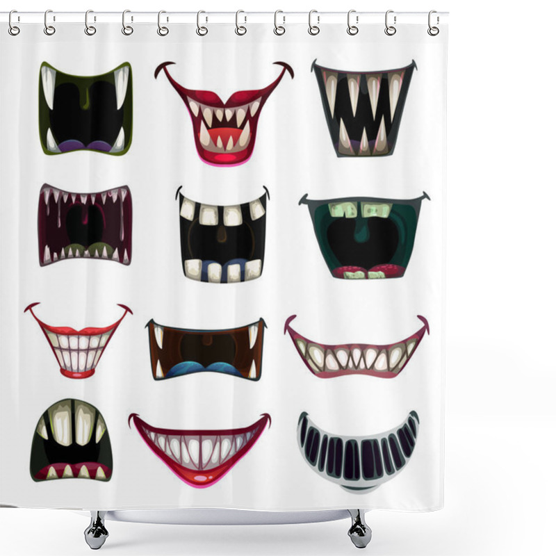 Personality  Creppy Fantasy Monsters Mouth Set. Vector Scary Jaws Collection. Shower Curtains