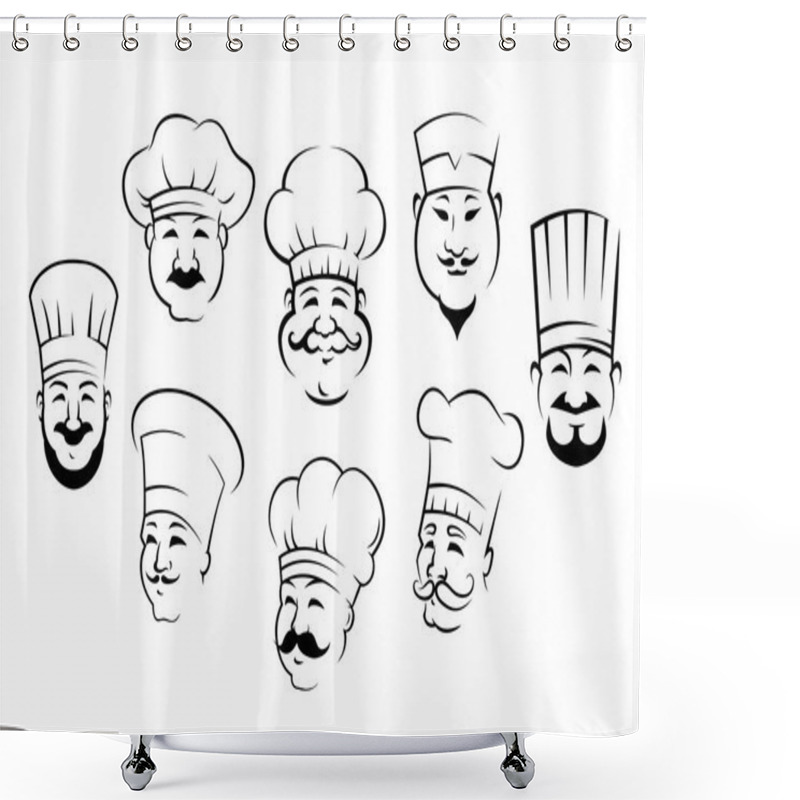 Personality  Set Of Smiling Chefs Heads Shower Curtains