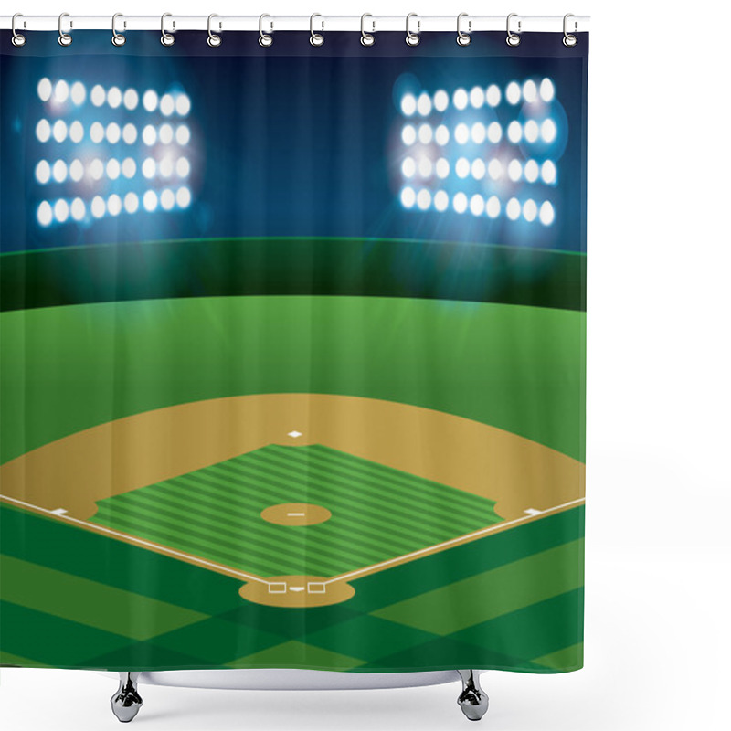 Personality  Baseball Softball Field Lit At Night Shower Curtains