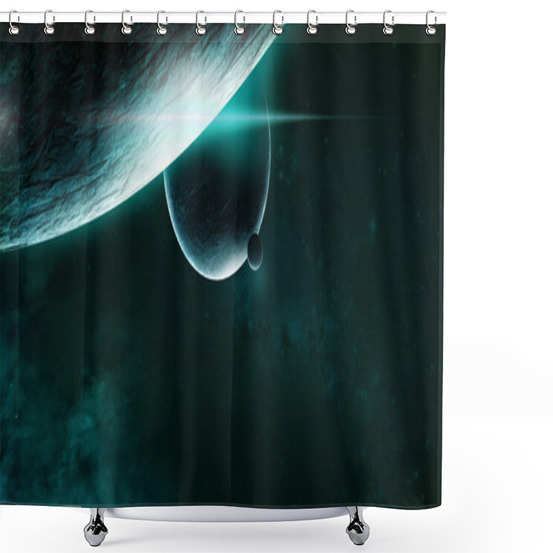 Personality  Planets On A Starry Background Shower Curtains