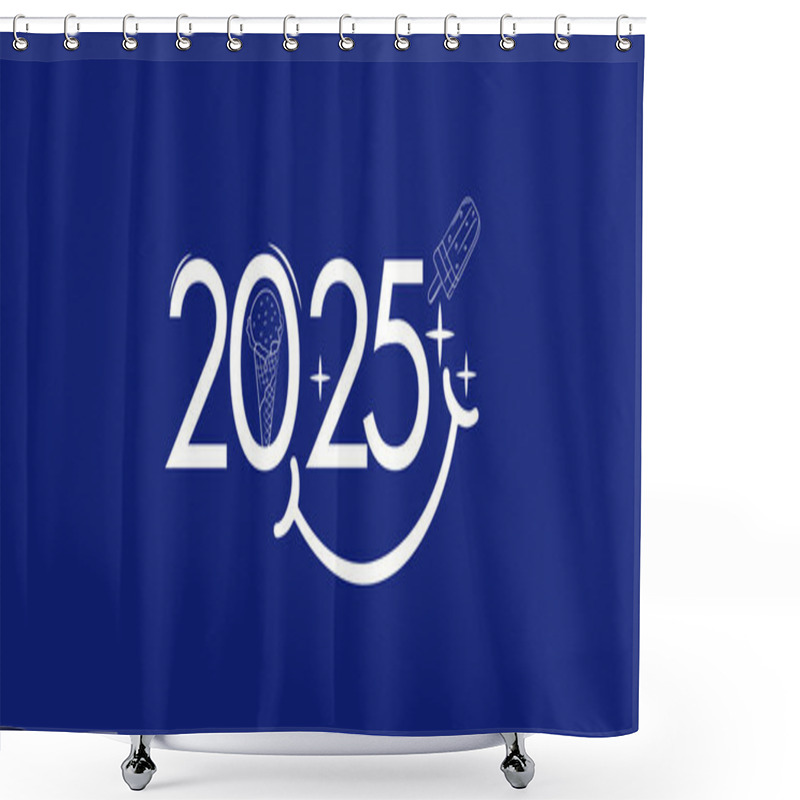 Personality  The New Year 2025 Food Restaurant Chefs' Logo Social Media Banner Poster Cover Design Concept, Vector Illustration Shower Curtains