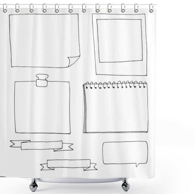 Personality  Set Of Doodle Frames For Organizing Diary Entries Cartoon Style Shower Curtains