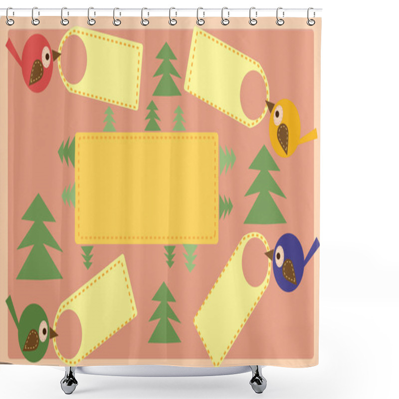 Personality  Greeting Card With Birds In The Wood Shower Curtains