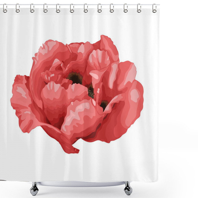 Personality  Beautiful Plant Paeonia Arborea (Tree Peony) White Flower Isolated On White Background. Shower Curtains