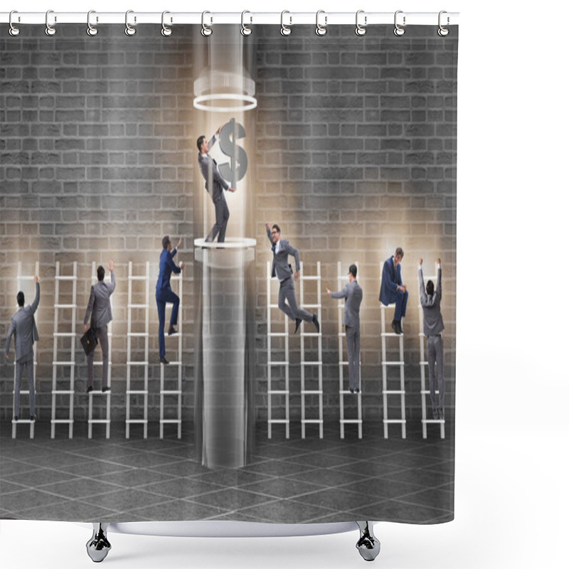 Personality  Businessman Getting Promotion In Financial Concept Shower Curtains