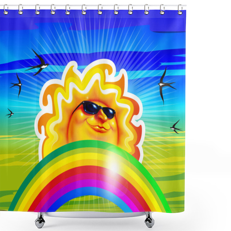 Personality  Sun, Cool Sun Shower Curtains