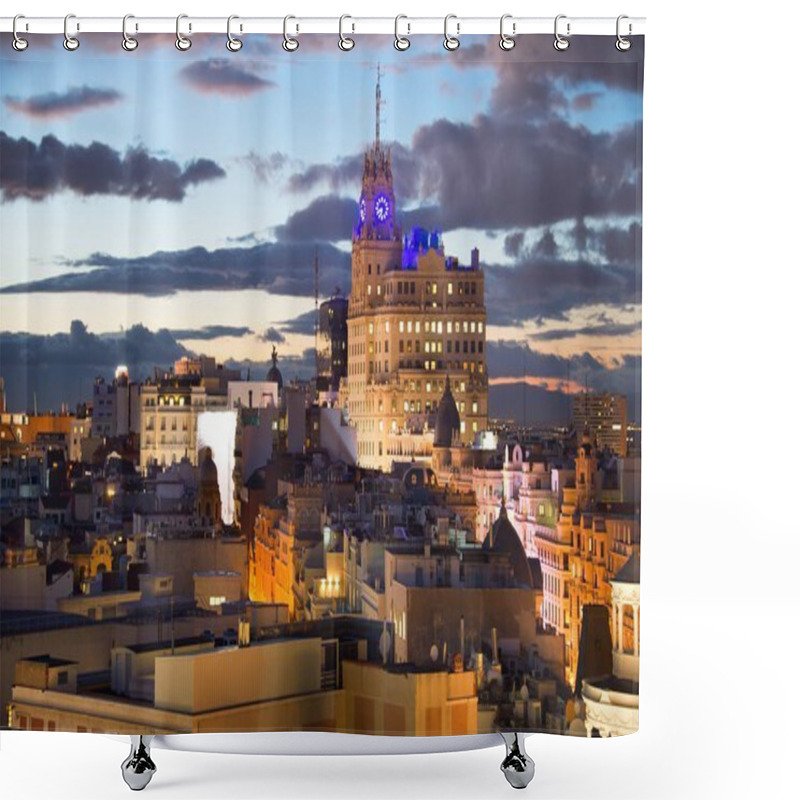 Personality  Madrid Skyline At Dusk. Spain Shower Curtains