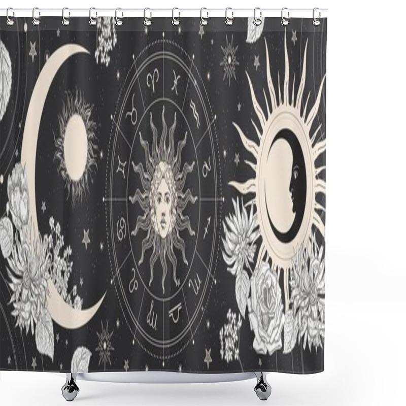 Personality  Black Magic Banner For Astrology, Fortune Telling, Horoscopes. Space Background. Shower Curtains