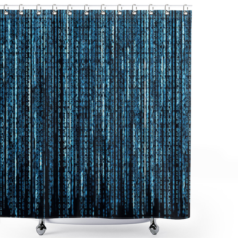 Personality  Blue Binary Code Shower Curtains