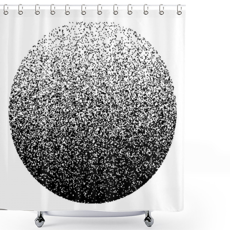 Personality  Dotwork Noise Gradient Circle. Sand Grain Effect. Black Noise Stipple Dots Pattern. Abstract Grunge Dotwork Gradient. Black Grain Dots Element. Halftone Circle. Dotted Vector Illustration. Shower Curtains