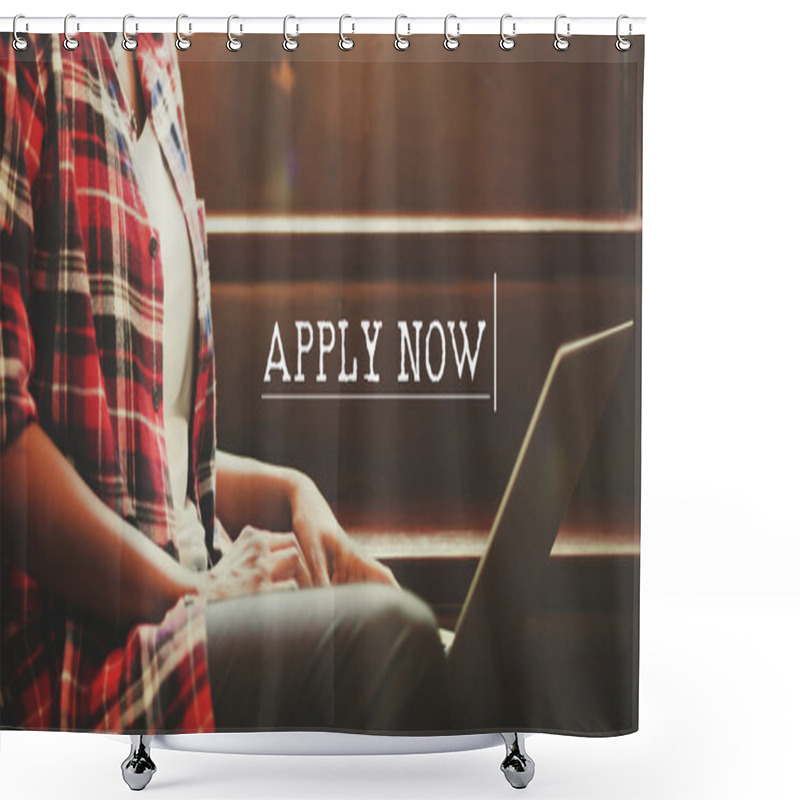 Personality  Person Working With Laptop Shower Curtains