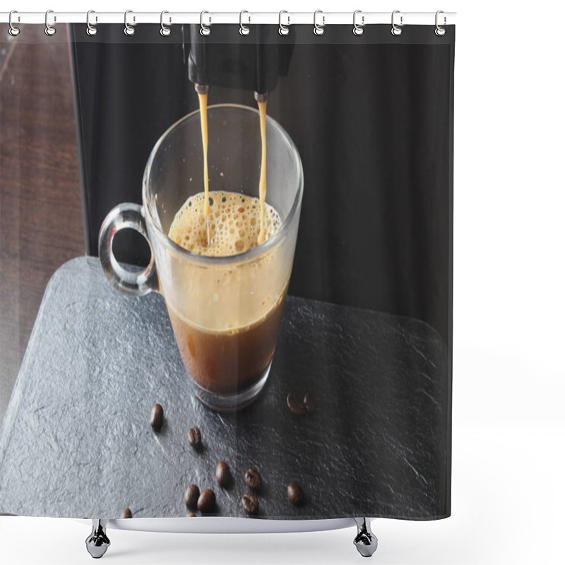 Personality  Coffee Glass On A Stone Background Coffee Machine Shower Curtains