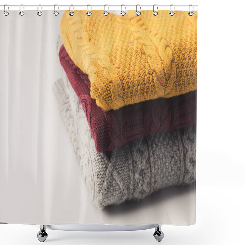 Personality  Pile Of Warm Cozy Sweaters Shower Curtains