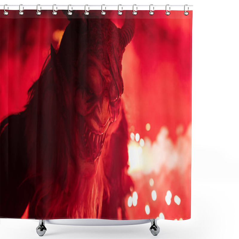 Personality  Krampus. Christmas Devils. Flames. Fire. Waiting For San Nicolo Shower Curtains