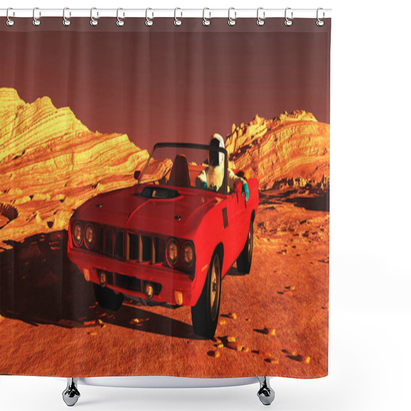 Personality  The Car Image On Mars 3D Illustration Shower Curtains