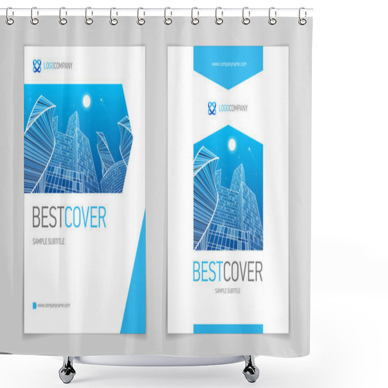 Personality  Cover Booklet Booklet Business And Architecture, Modern Design, Blue And Grey, Vector Sample Design Shower Curtains