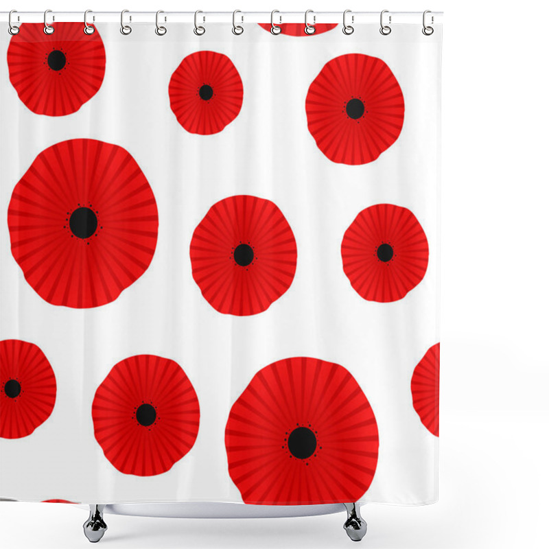 Personality  Poppy Seamless Pattern. Red Poppies On White Background. Can Be Uset For Textile, Wallpapers, Prints And Web Design. Vector Illustration Shower Curtains