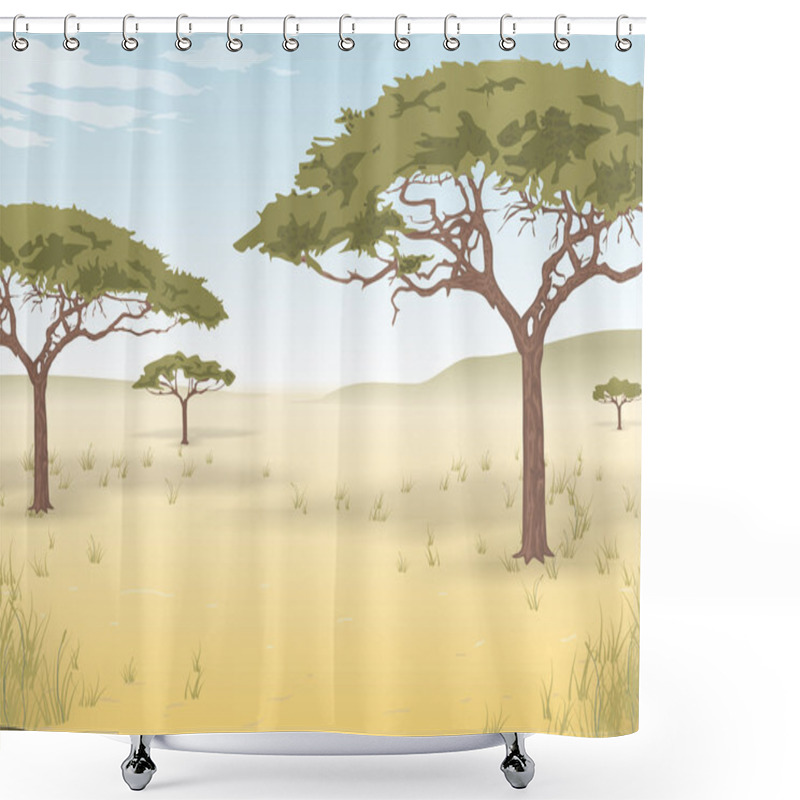 Personality  Vector Background Of The African Savanna Shower Curtains