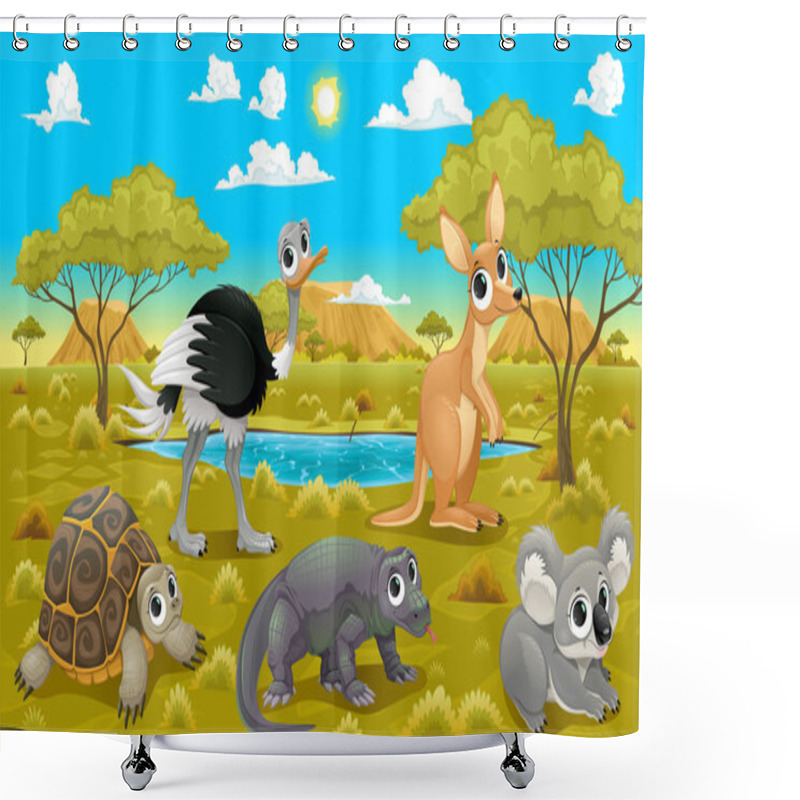 Personality  Australian Animals In A Natural Landscape Shower Curtains