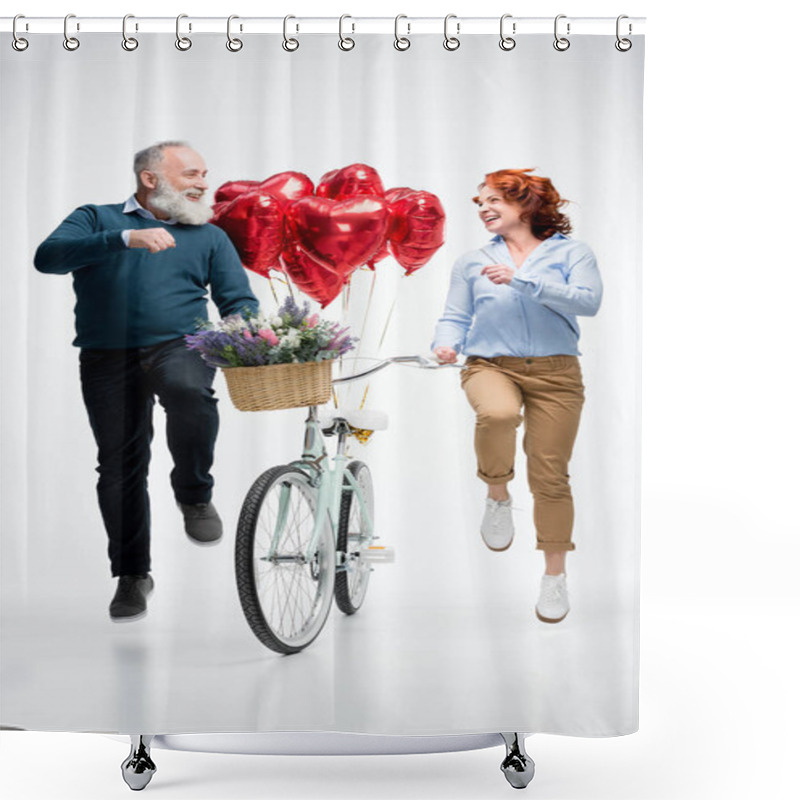 Personality  Mature Couple With Bicycle  Shower Curtains