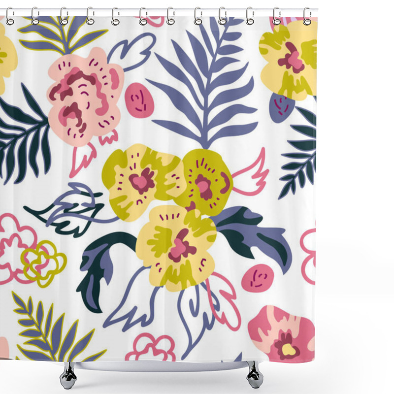 Personality  Sketchy Floral Print. Shower Curtains