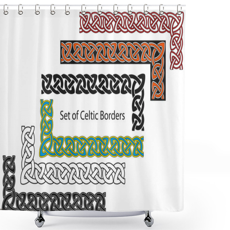 Personality  Vector Set Of Celtic Style Borders Shower Curtains