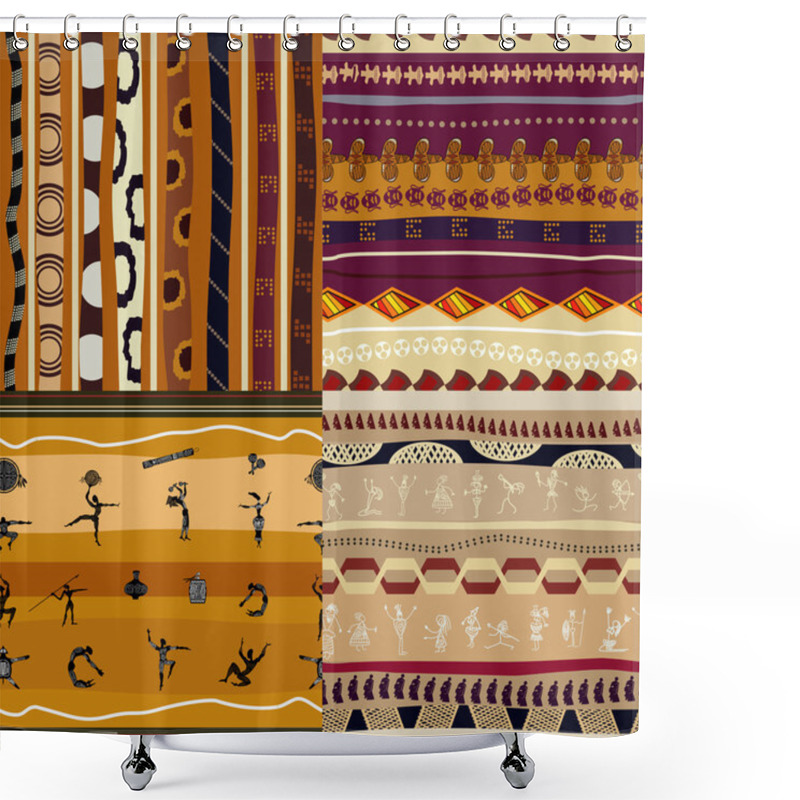 Personality  Set Of Seamless Textures Of African Shower Curtains