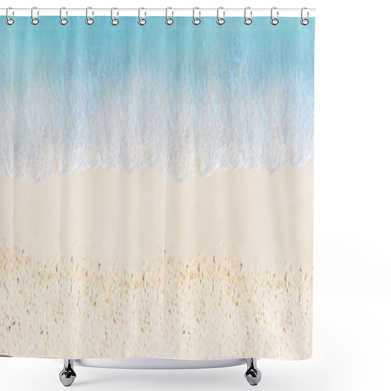 Personality  Clean Image With Sea Beach Edge And Water Hitting Sand View From Above Shower Curtains