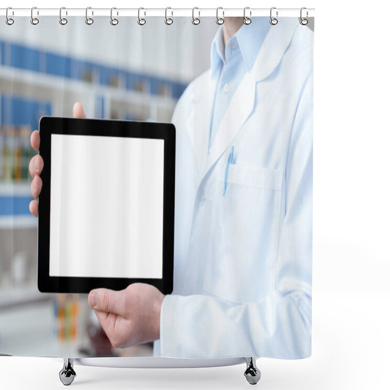 Personality  Doctor With Digital Tablet Shower Curtains