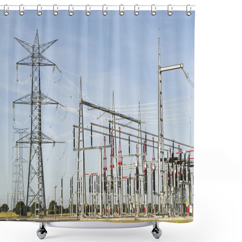 Personality  Power Lines Of Electrical Station Shower Curtains