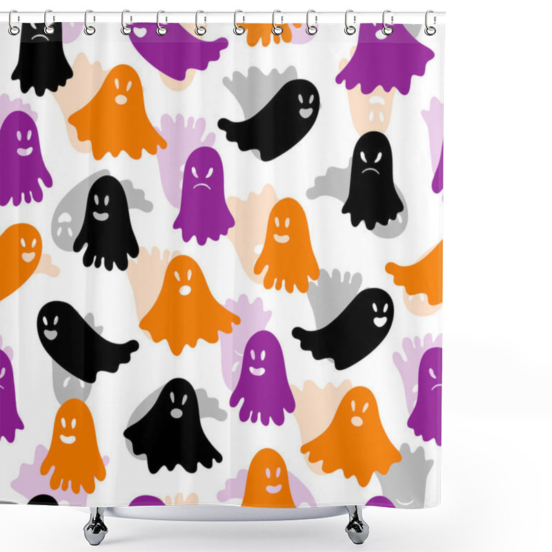 Personality  Seamless Pattern Cute Halloween Ghosts Shower Curtains