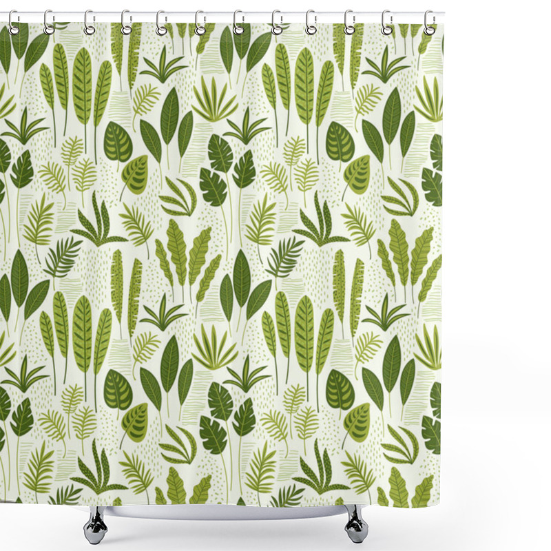 Personality  Abstract Seamless Pattern With Tropical Leaves. Shower Curtains