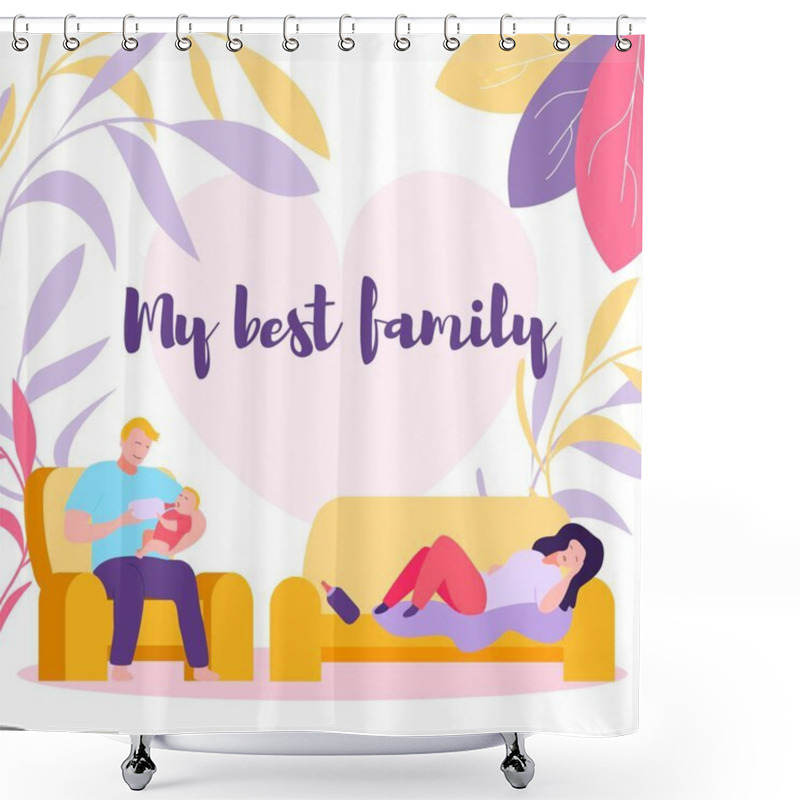 Personality  Illustration Best Family, Mother, Father, Baby Shower Curtains