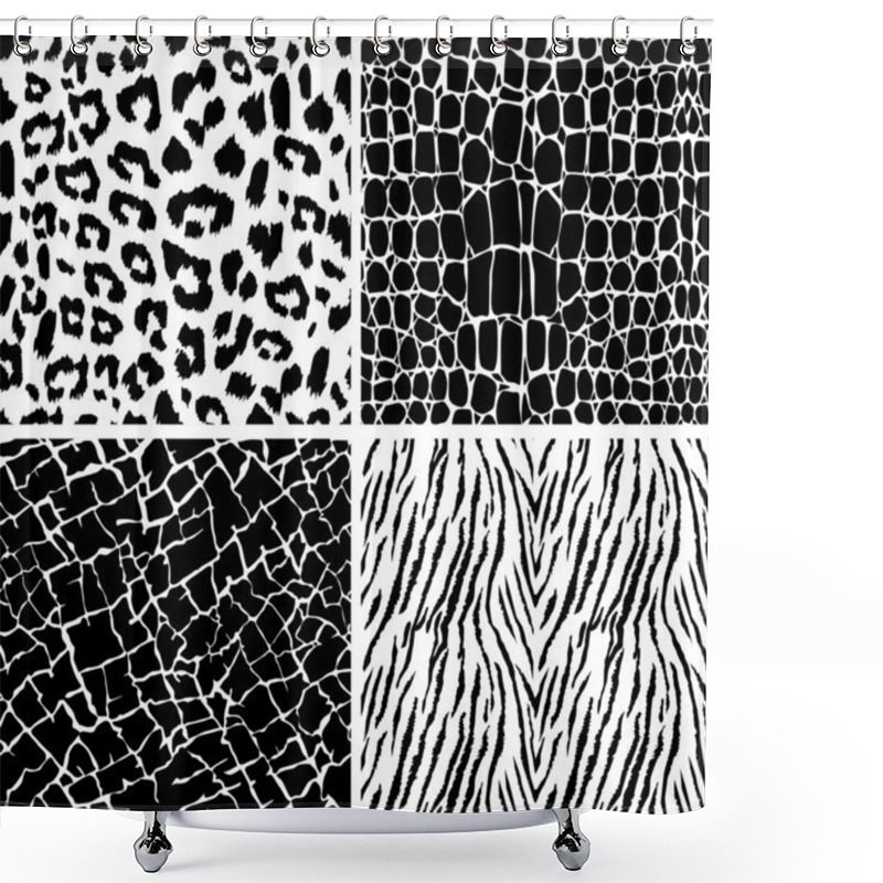 Personality  Set Of Animal Skin Seamless Patterns Shower Curtains