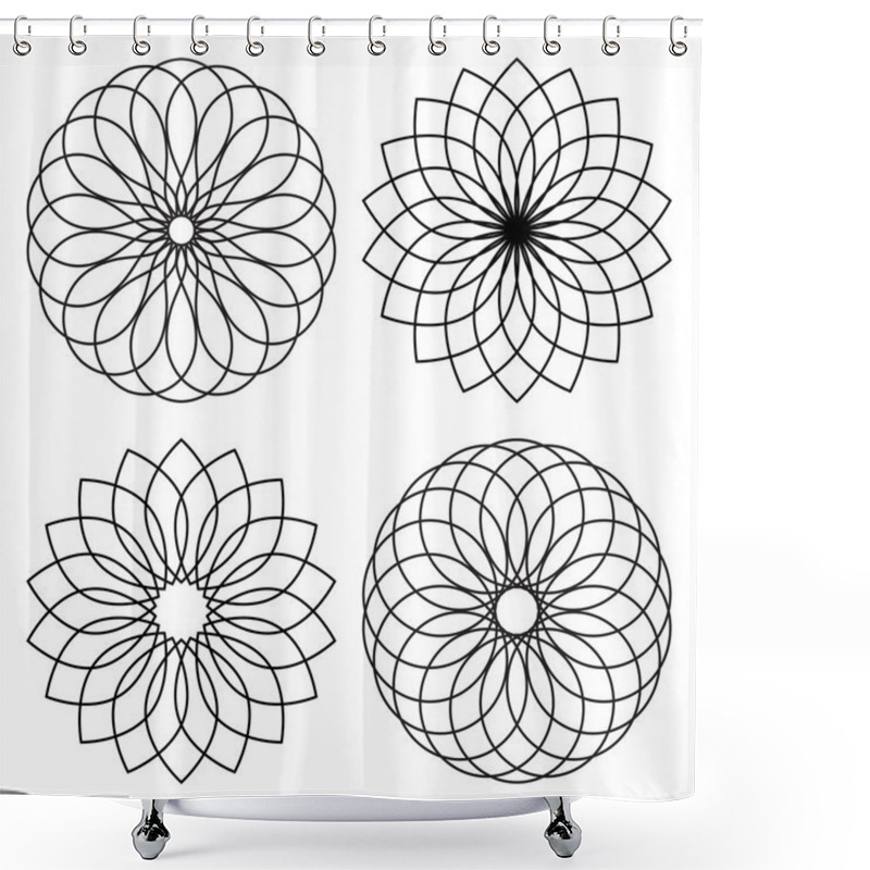 Personality  Geometric Flower Shapes Shower Curtains