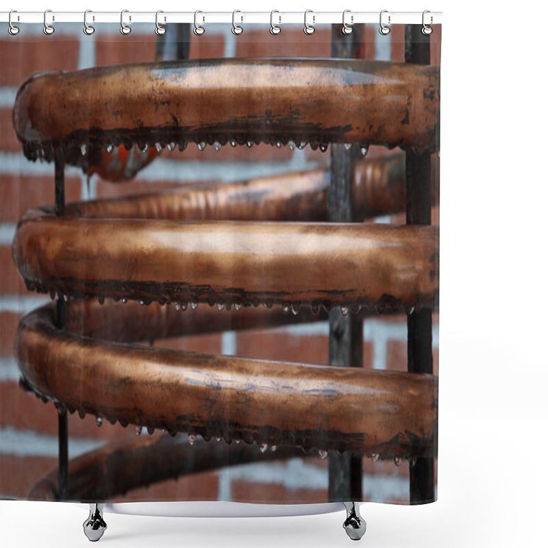 Personality  Long Wet Copper Coil For The Distillation Of Spirits In A Distillery Shower Curtains