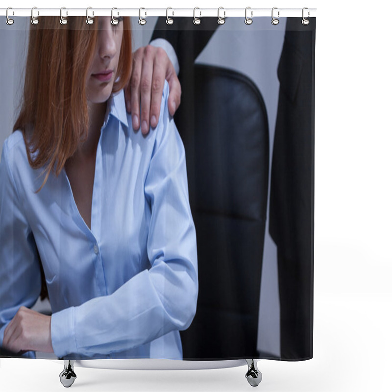 Personality  Woman Feeling Uncomfortable At Work Shower Curtains