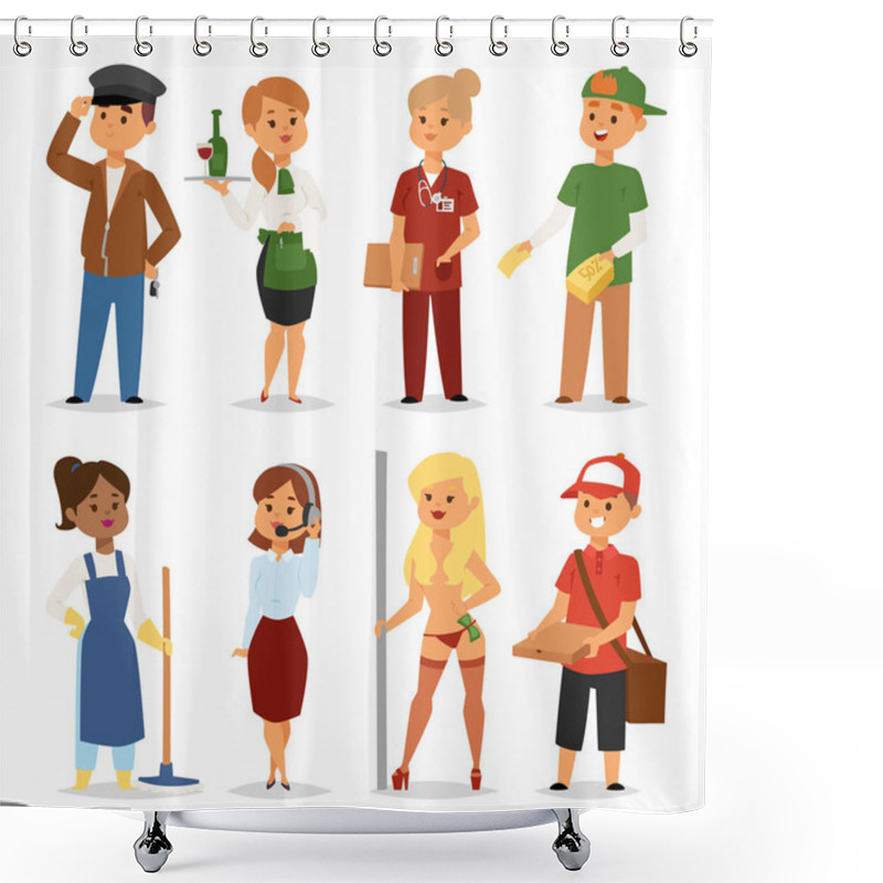 Personality  Temporary Job Professions Vector Set. Shower Curtains